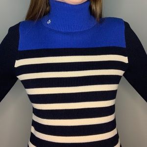 Lauren Ralph Lauren Black/Blue/White Turtleneck